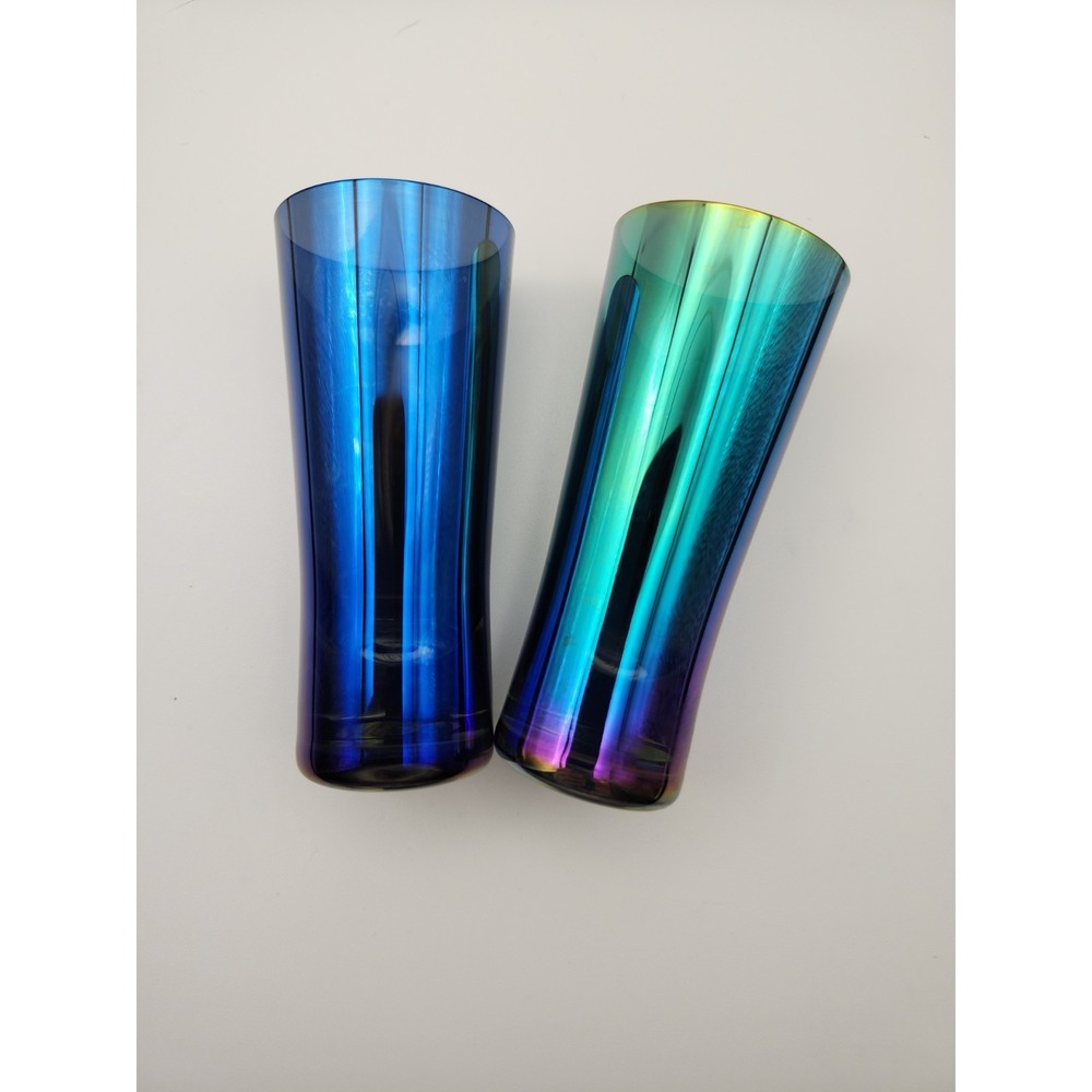 Ombre Irridescent Shot Glasses Made In Slovakia Set of 2. 4"